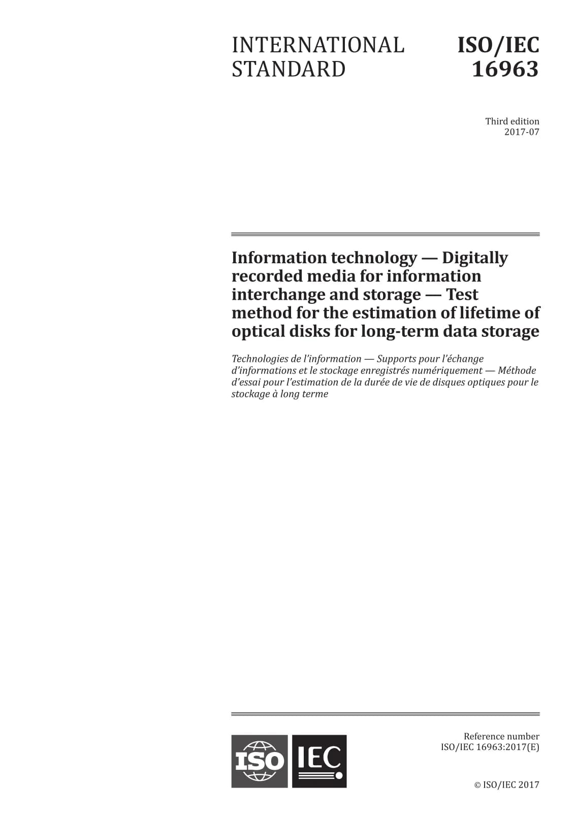 Первая страница стандарта ISO/IEC 16963:2017