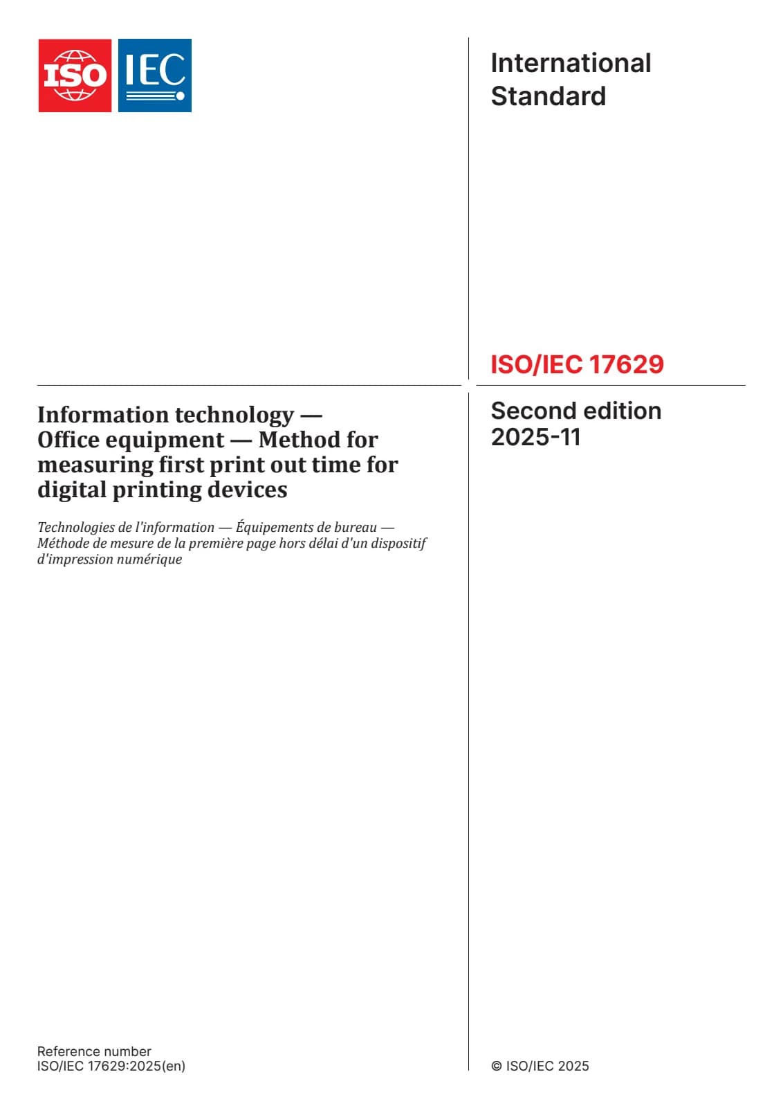 Первая страница стандарта ISO/IEC 17629:2025