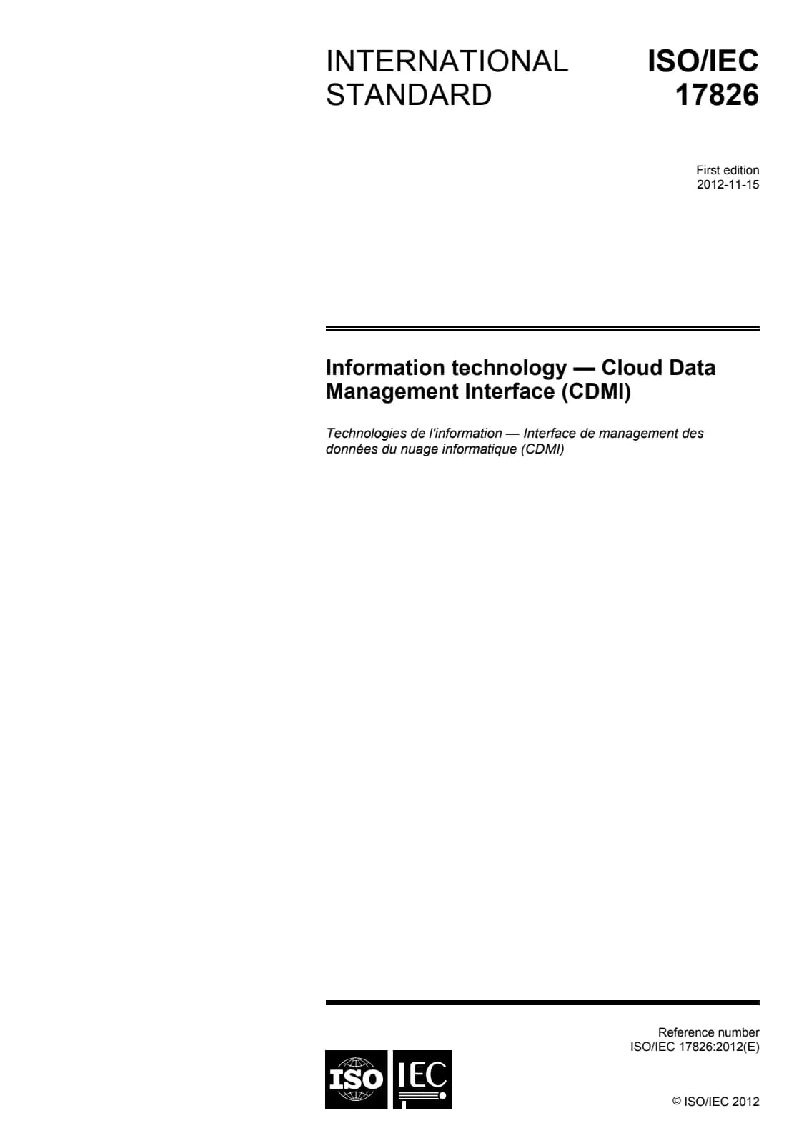 Первая страница стандарта ISO/IEC 17826:2012