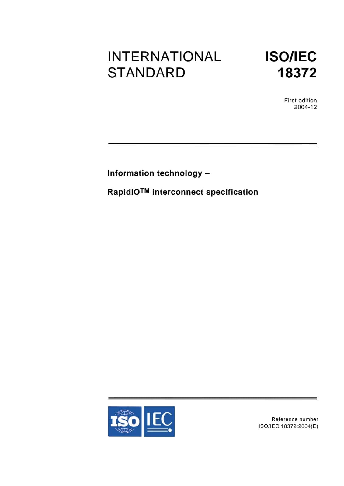 Первая страница стандарта ISO/IEC 18372:2004
