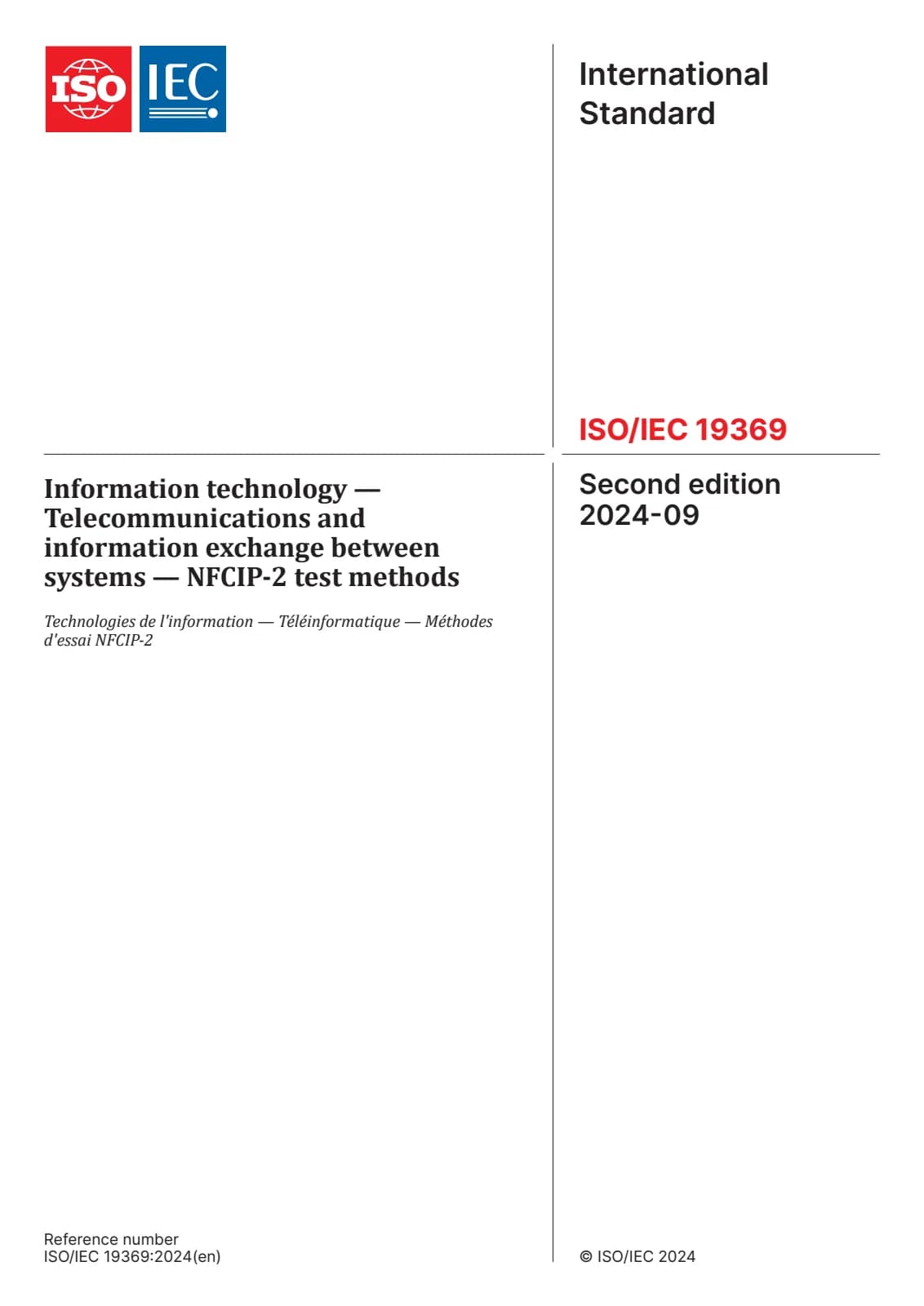 Первая страница стандарта ISO/IEC 19369:2024