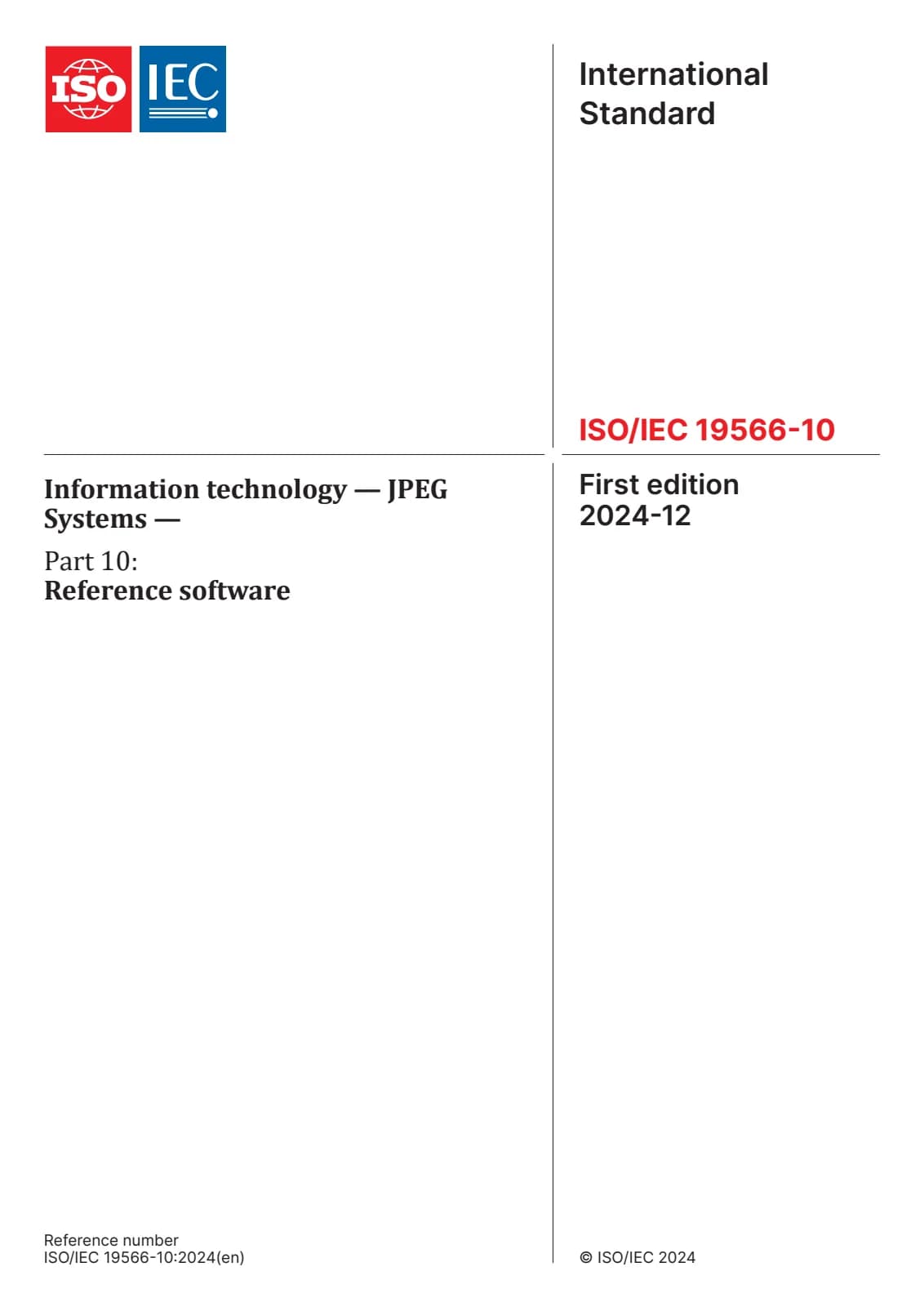 Первая страница стандарта ISO/IEC 19566-10:2024