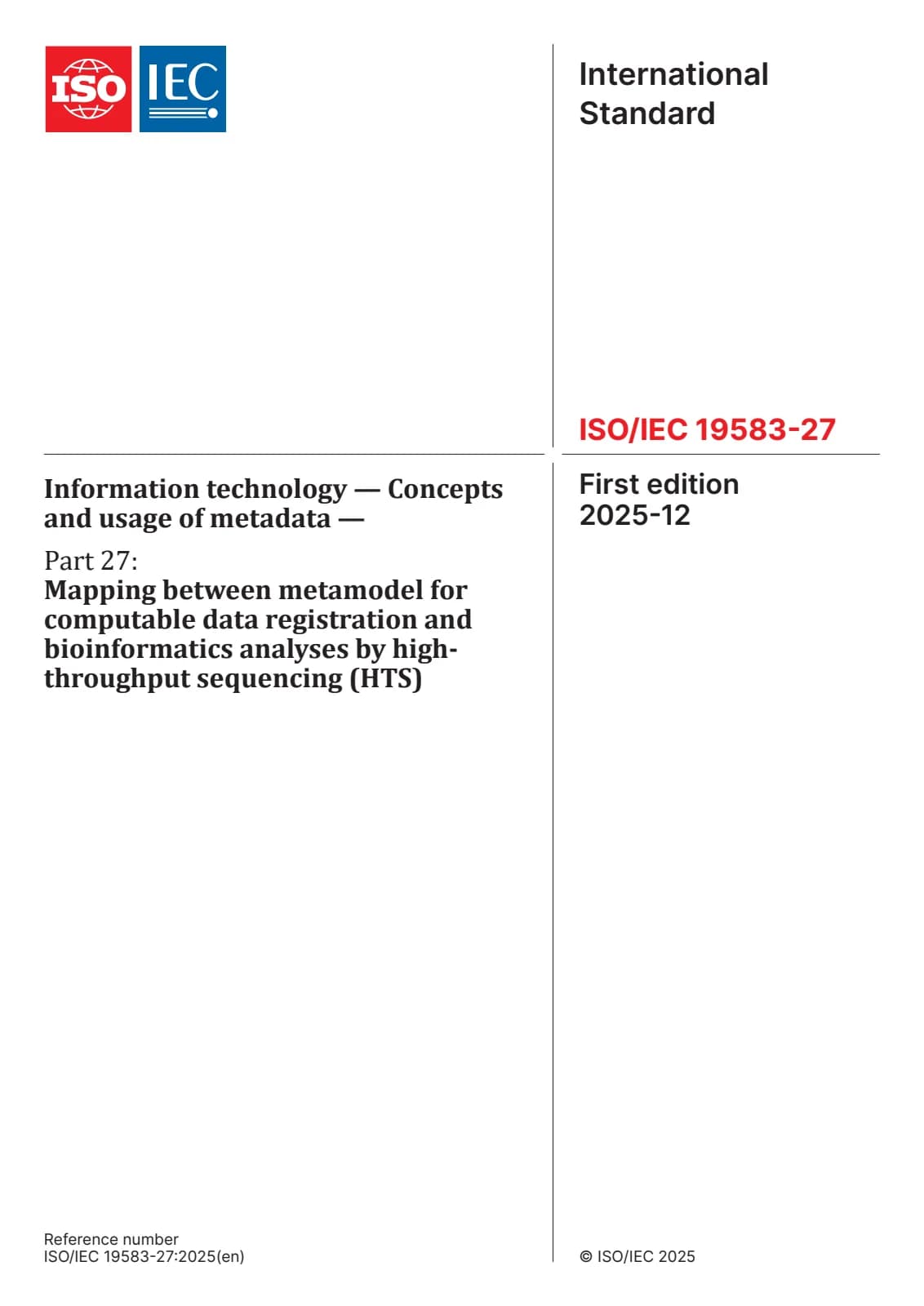 Первая страница стандарта ISO/IEC 19583-27:2025
