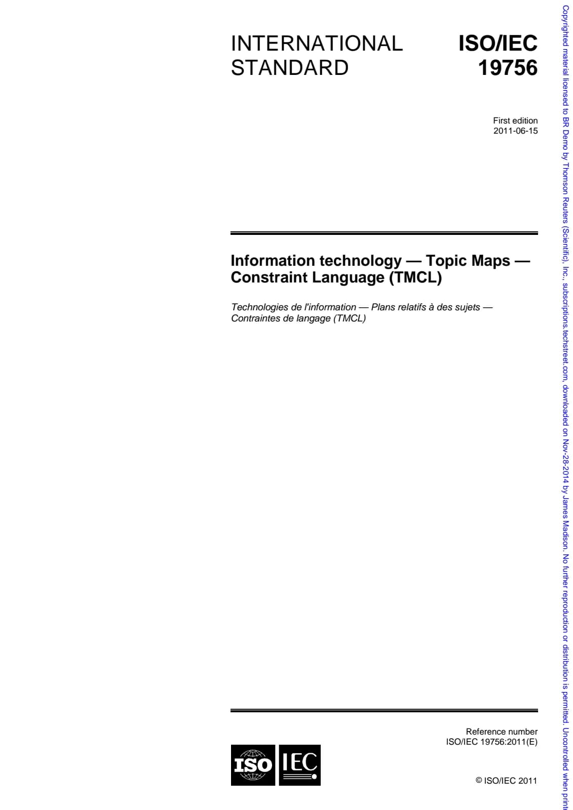 Первая страница стандарта ISO/IEC 19756:2011