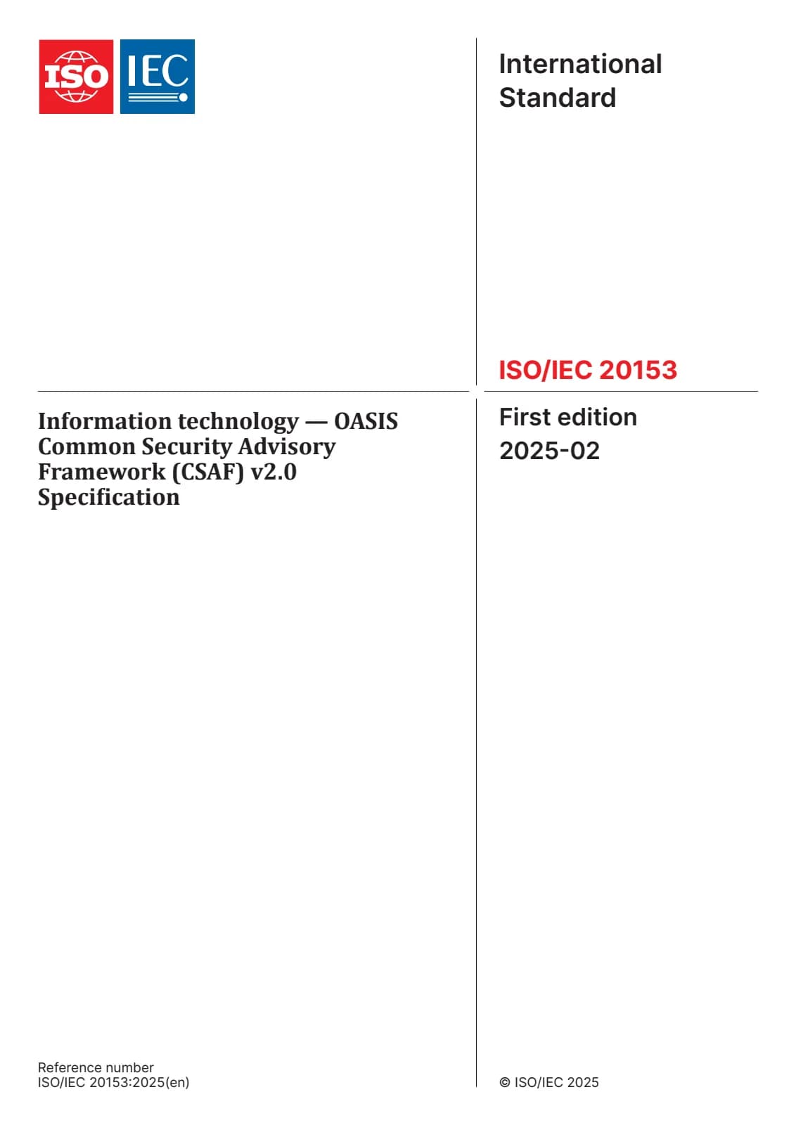 Первая страница стандарта ISO/IEC 20153:2025