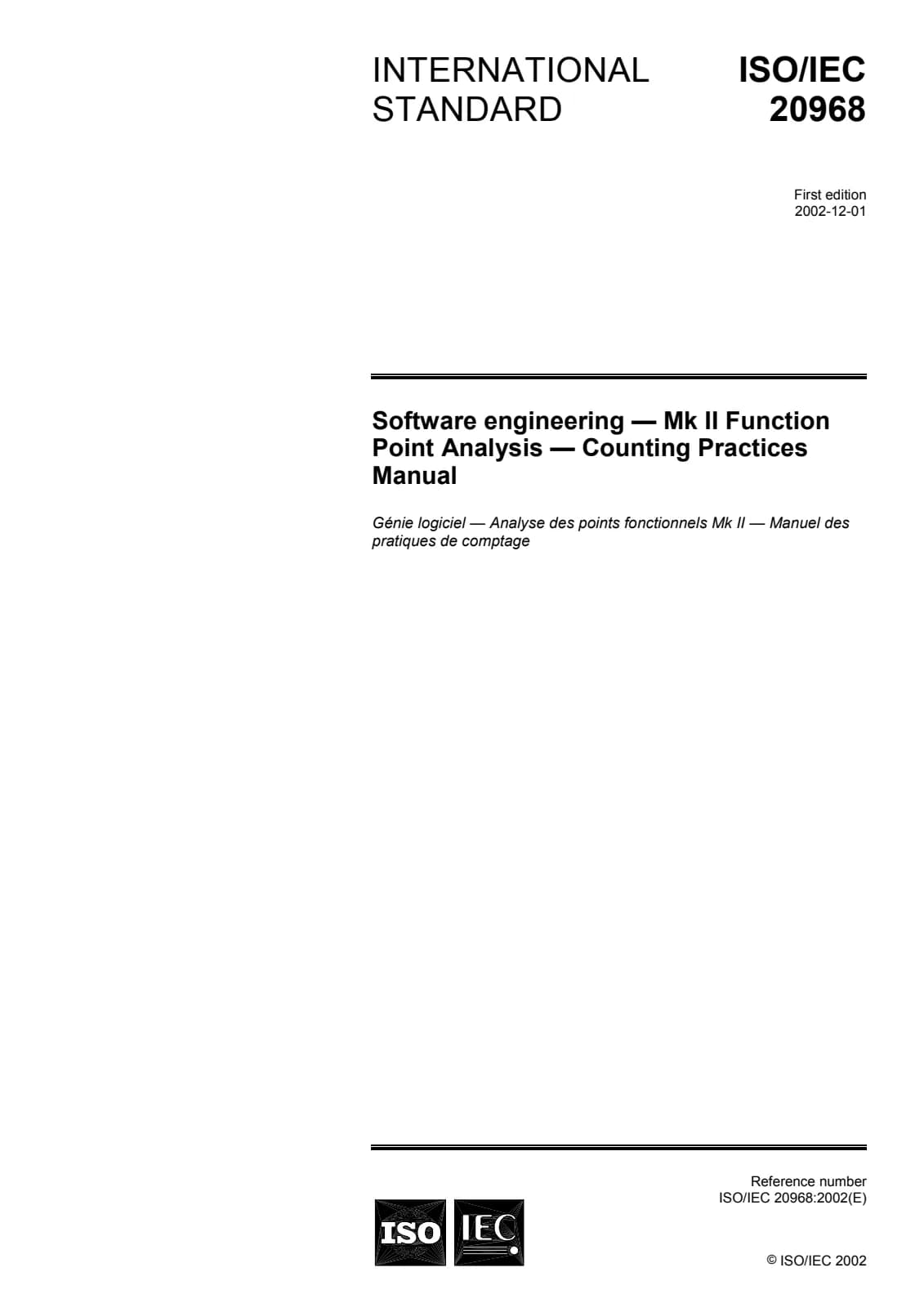 Первая страница стандарта ISO/IEC 20968:2002