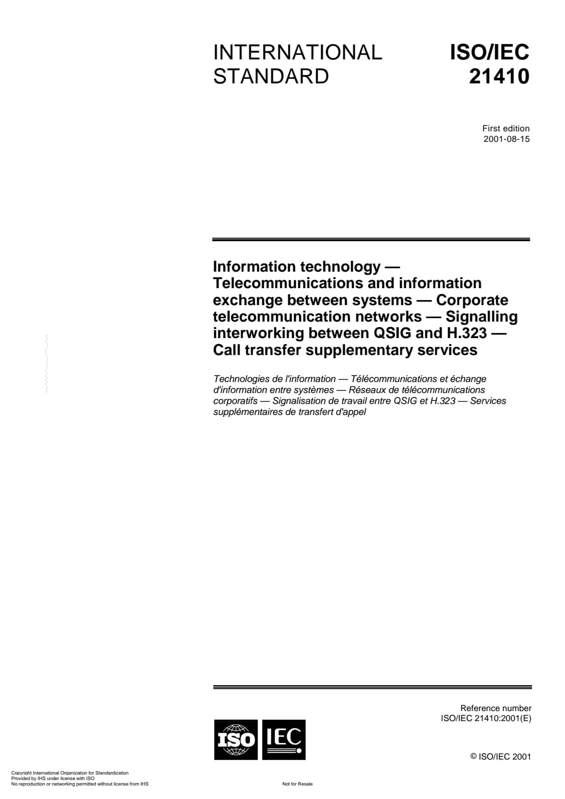 Первая страница стандарта ISO/IEC 21410:2001