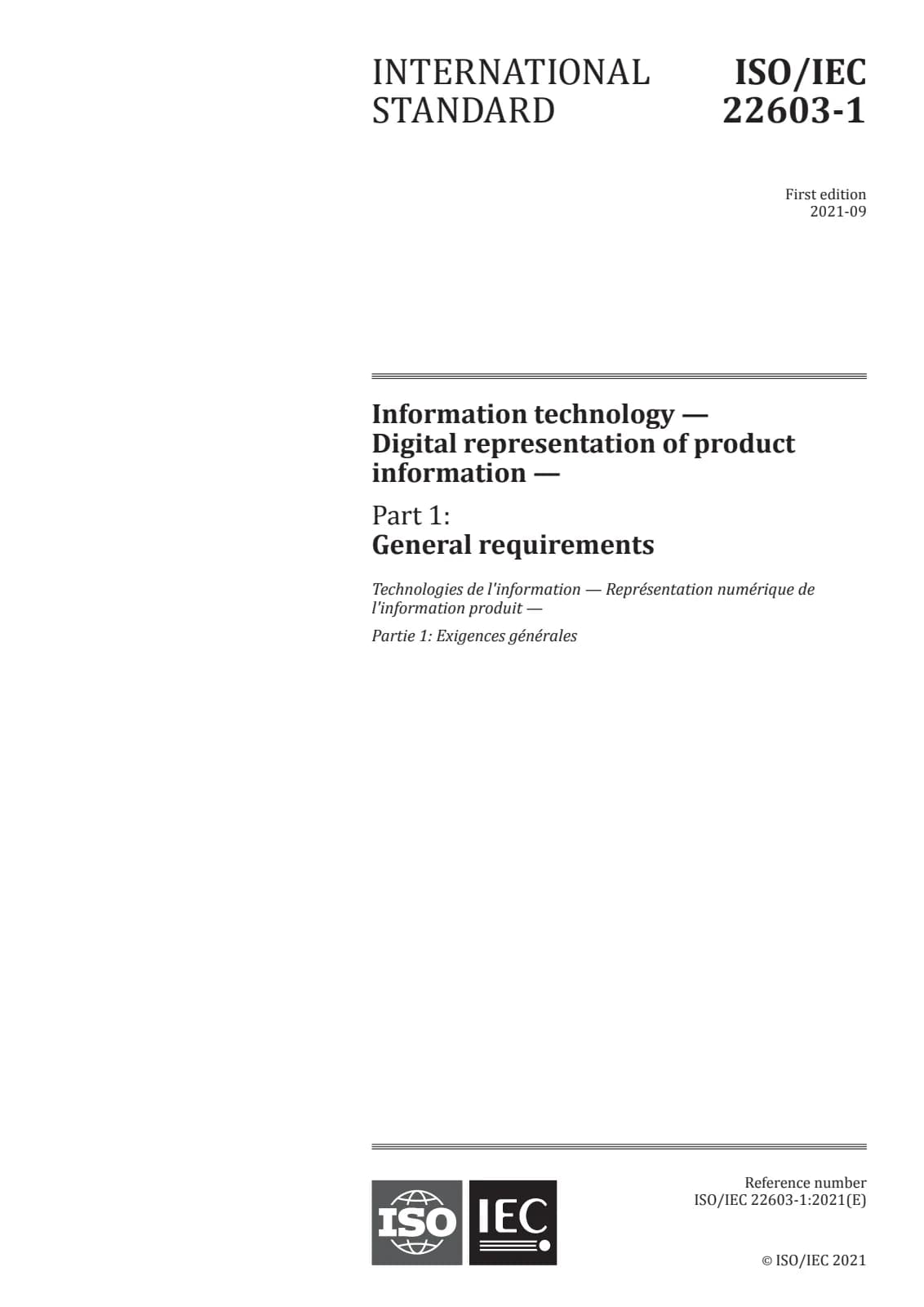 Первая страница стандарта ISO/IEC 22603-1:2021
