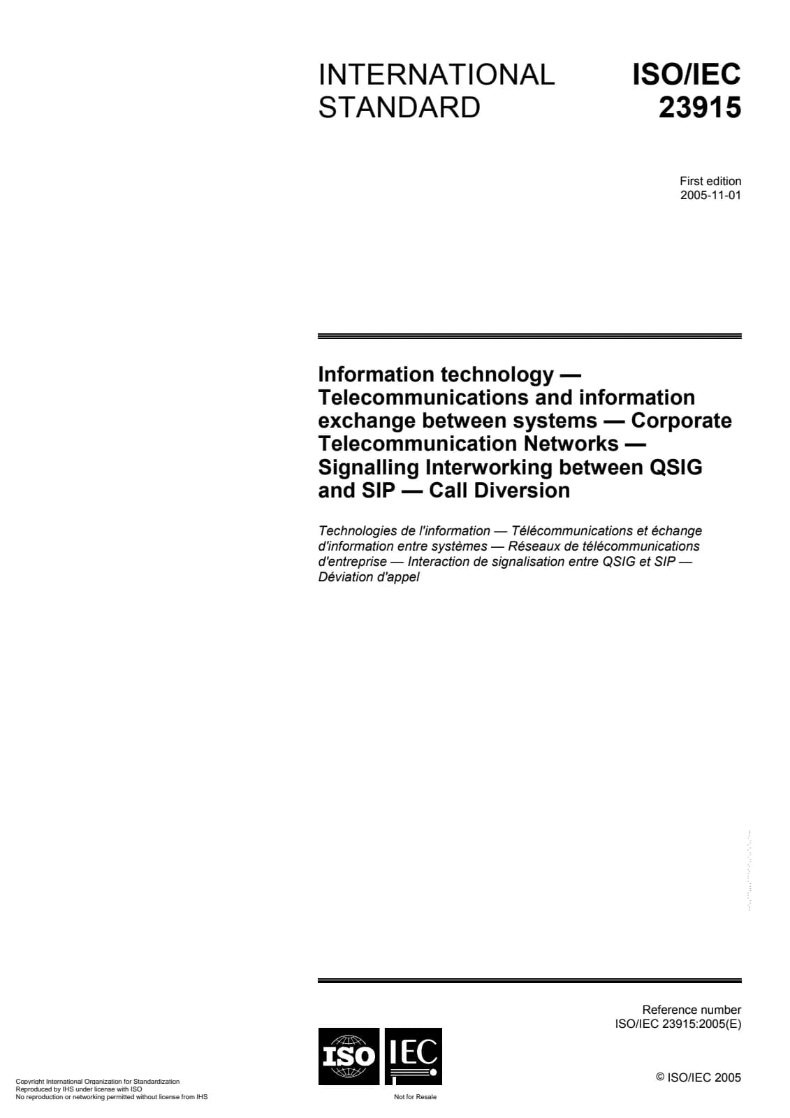Первая страница стандарта ISO/IEC 23915:2005