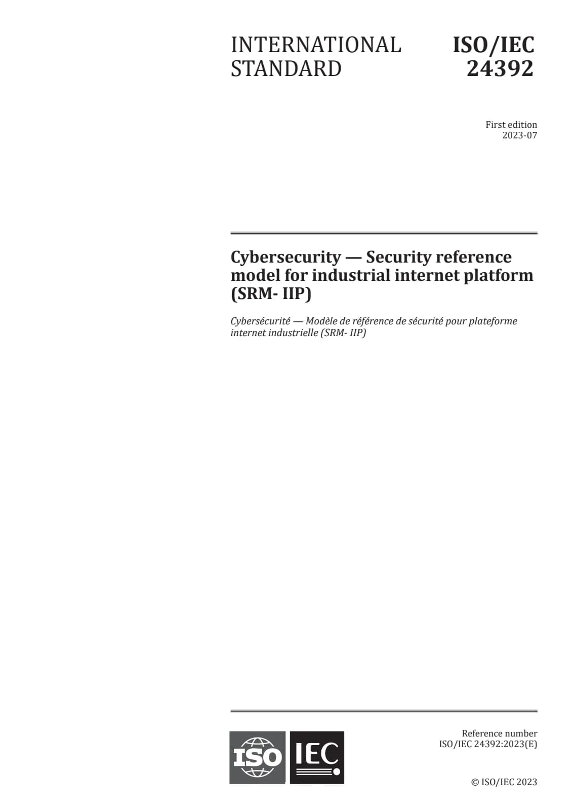 Первая страница стандарта ISO/IEC 24392:2023
