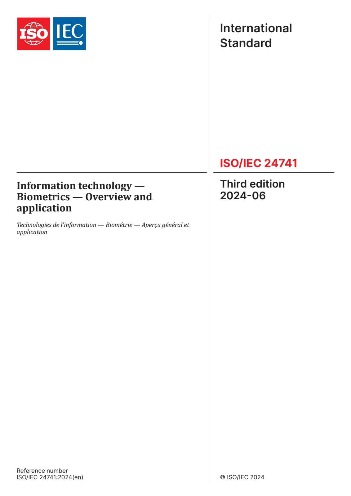 Первая страница стандарта ISO/IEC 24741:2024