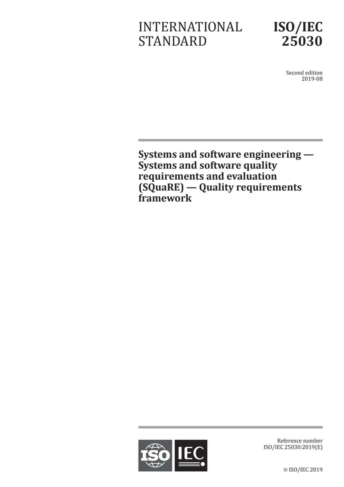 Первая страница стандарта ISO/IEC 25030:2019