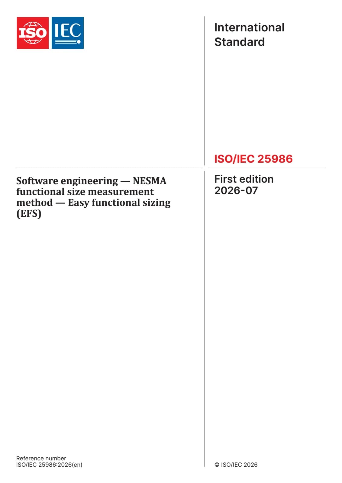 Первая страница стандарта ISO/IEC 25986:2026