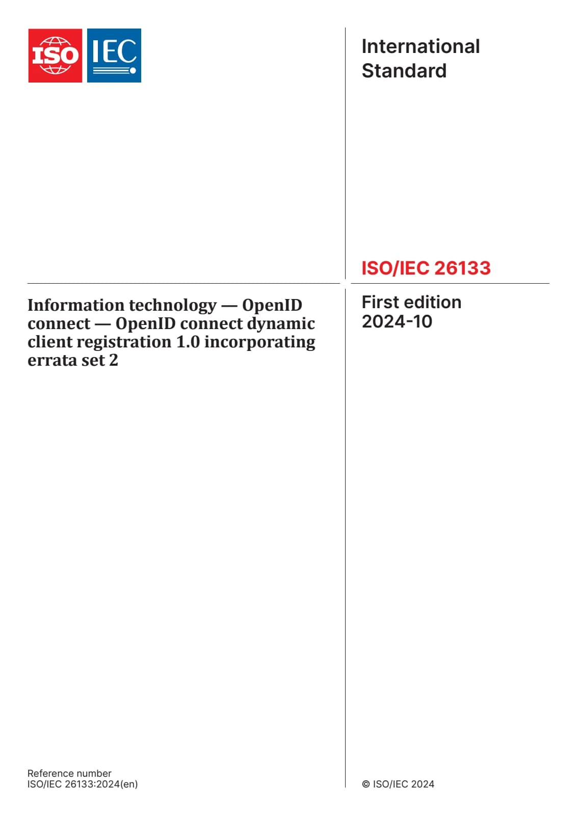 Первая страница стандарта ISO/IEC 26133:2024