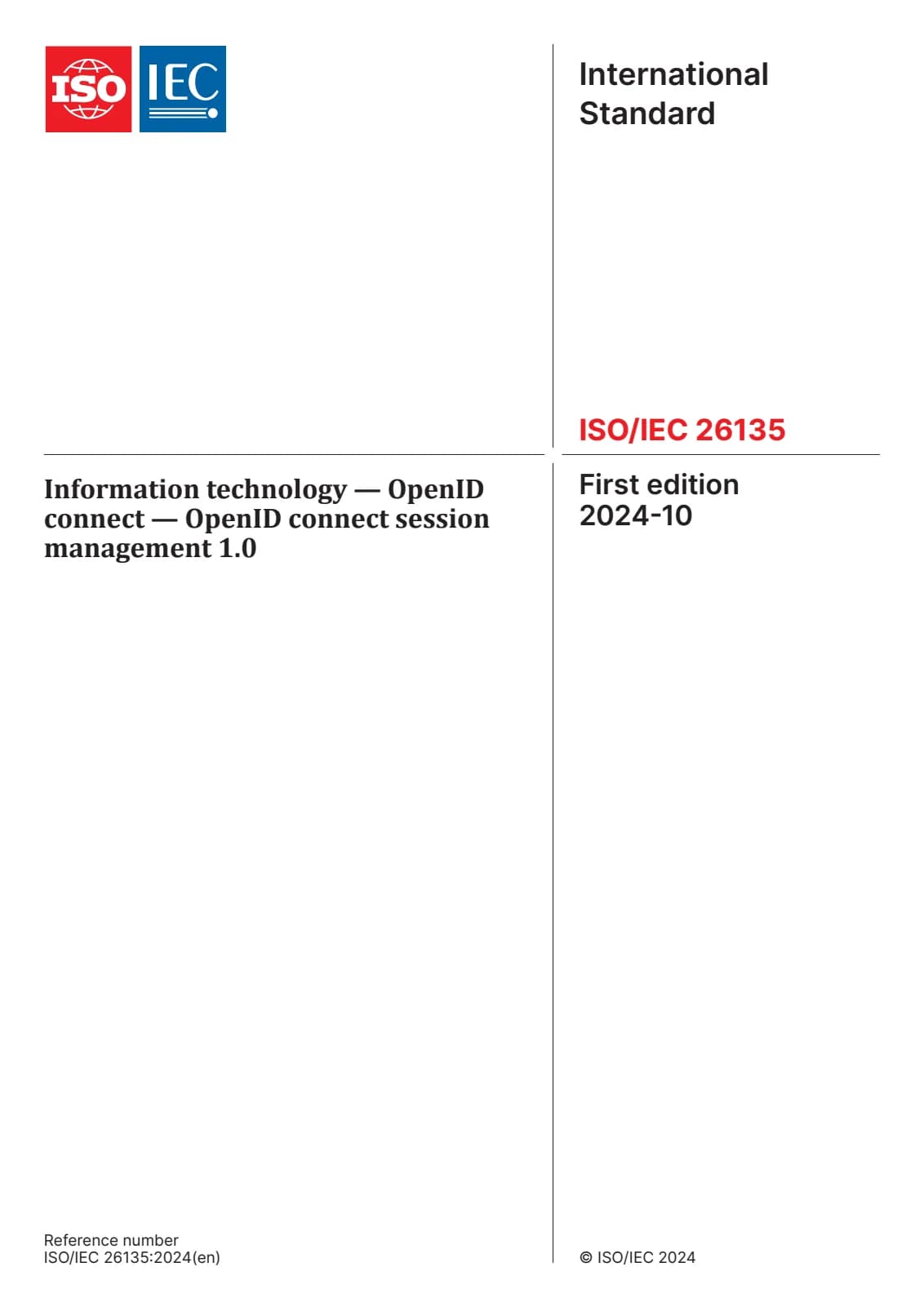 Первая страница стандарта ISO/IEC 26135:2024