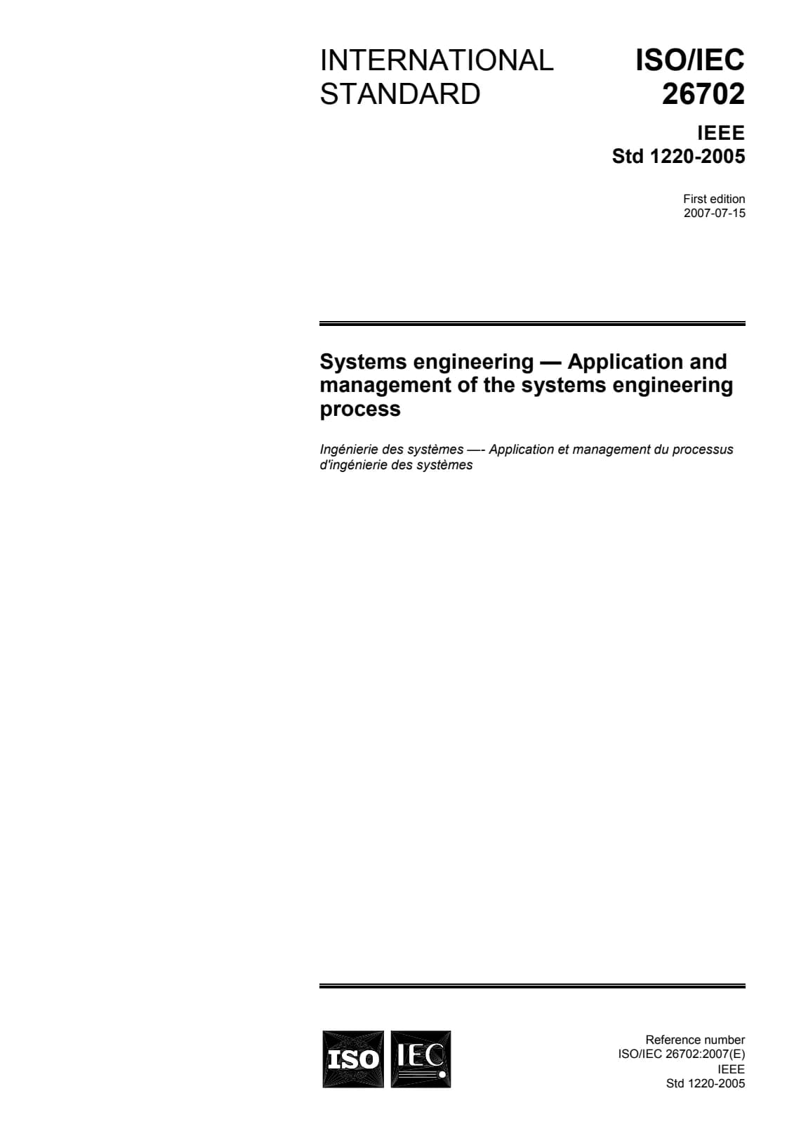 Первая страница стандарта ISO/IEC 26702:2007