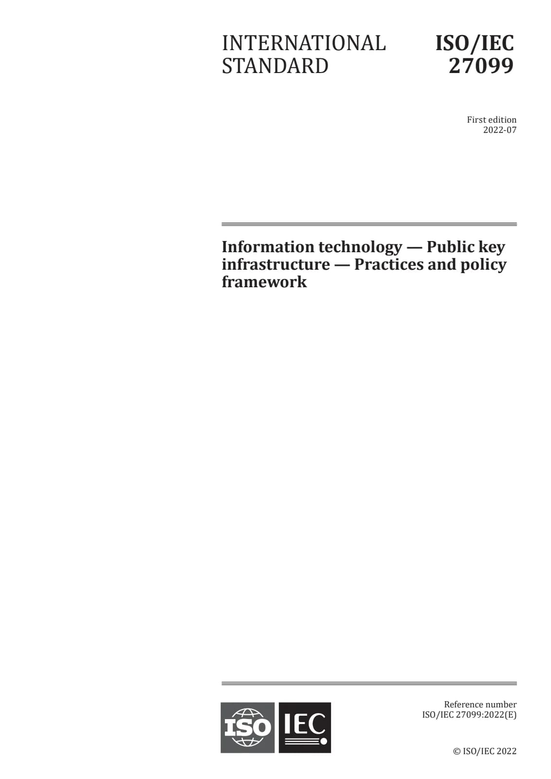 Первая страница стандарта ISO/IEC 27099:2022