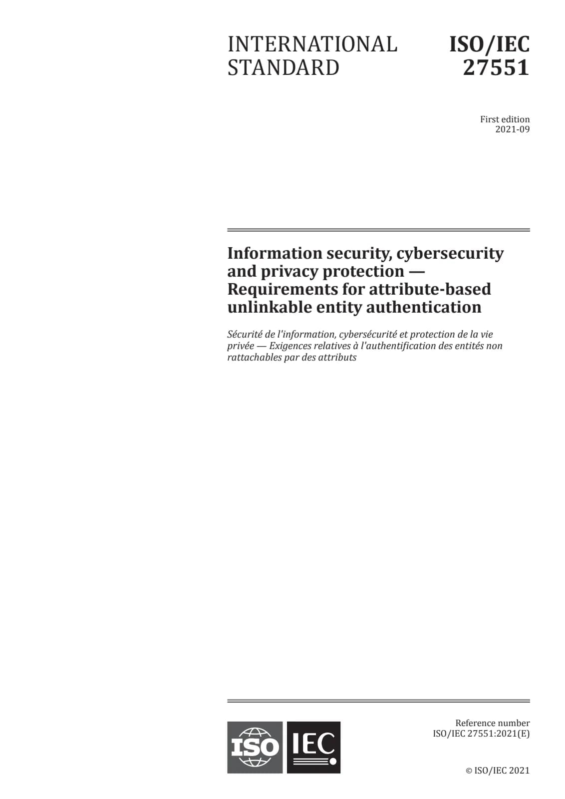 Первая страница стандарта ISO/IEC 27551:2021
