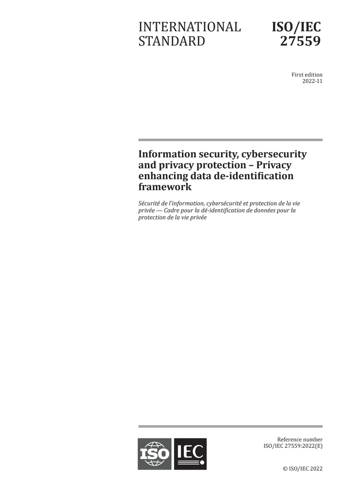 Первая страница стандарта ISO/IEC 27559:2022