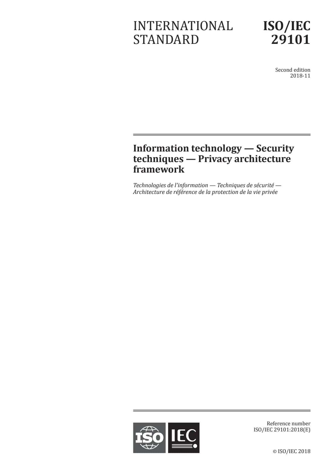 Первая страница стандарта ISO/IEC 29101:2018