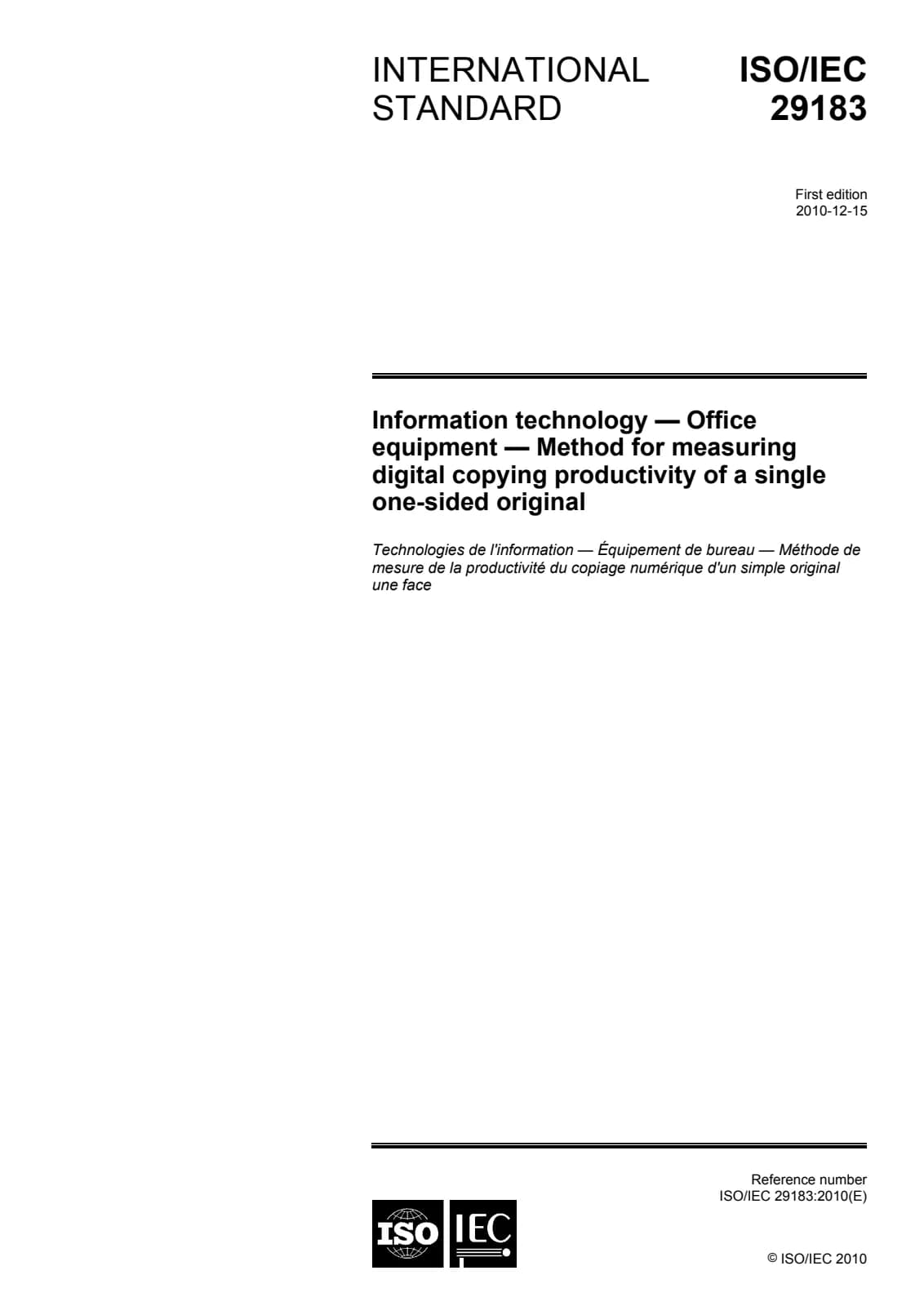 Первая страница стандарта ISO/IEC 29183:2010