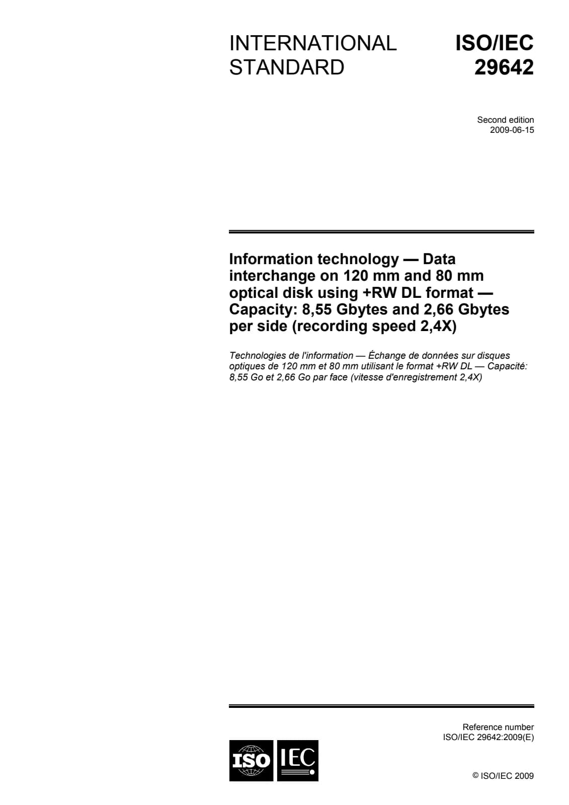 Первая страница стандарта ISO/IEC 29642:2009