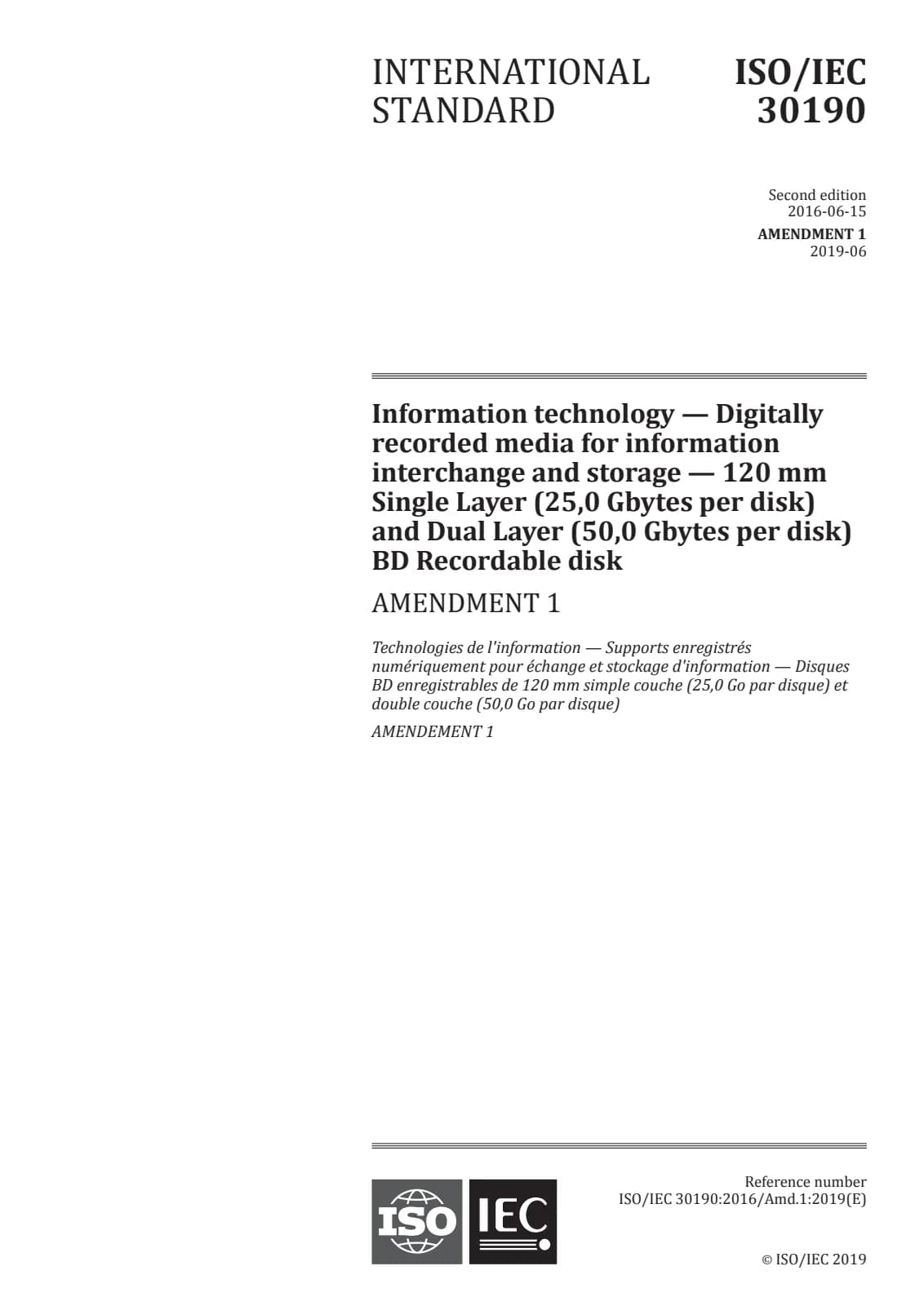 Первая страница стандарта ISO/IEC 30190:2016