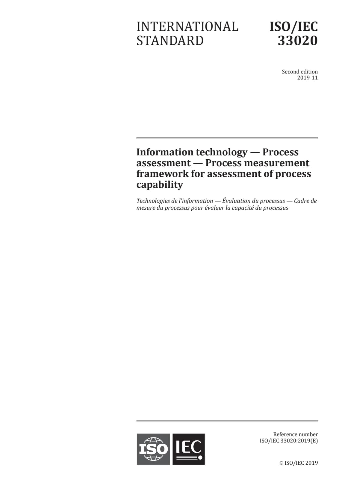Первая страница стандарта ISO/IEC 33020:2019