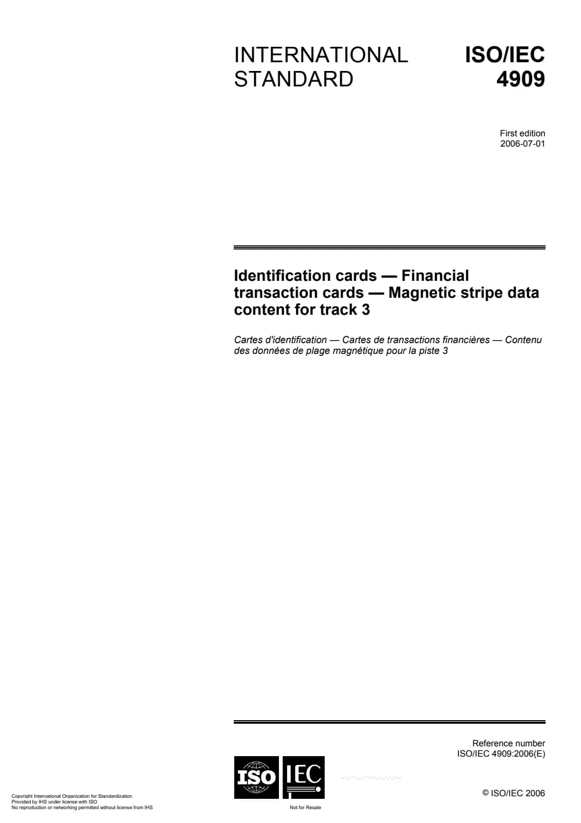 Первая страница стандарта ISO/IEC 4909:2006