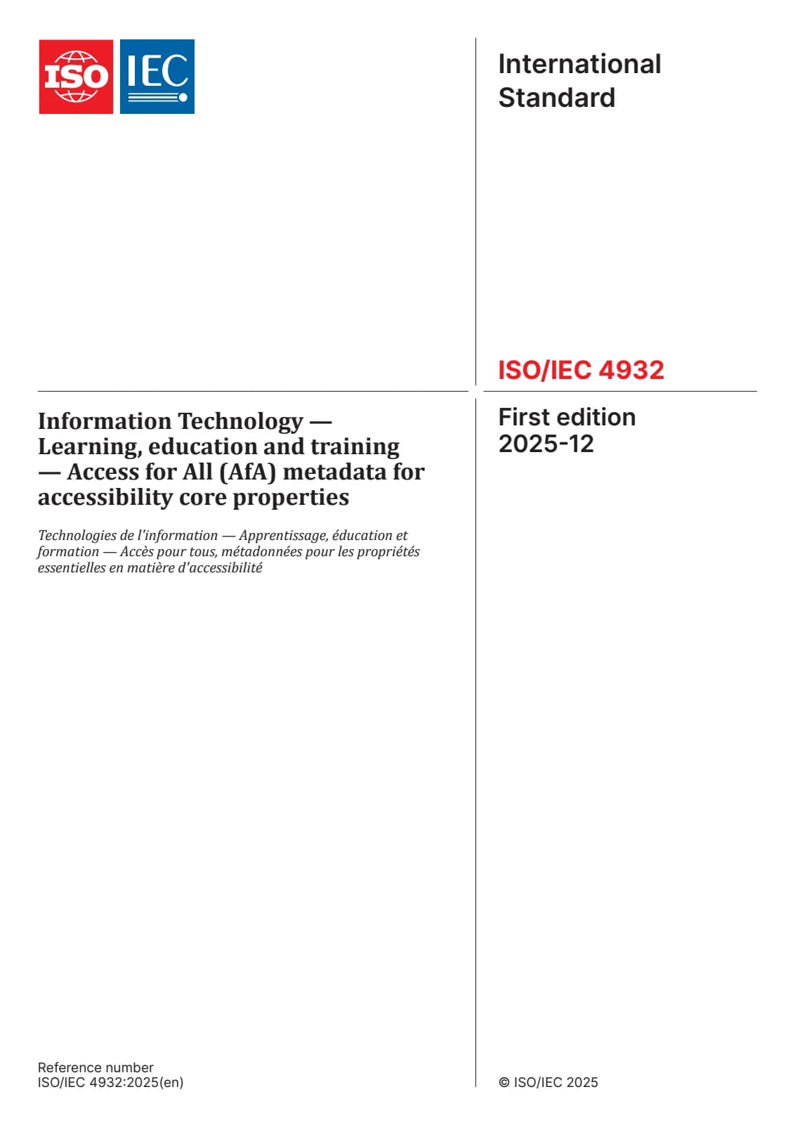 Первая страница стандарта ISO/IEC 4932:2025