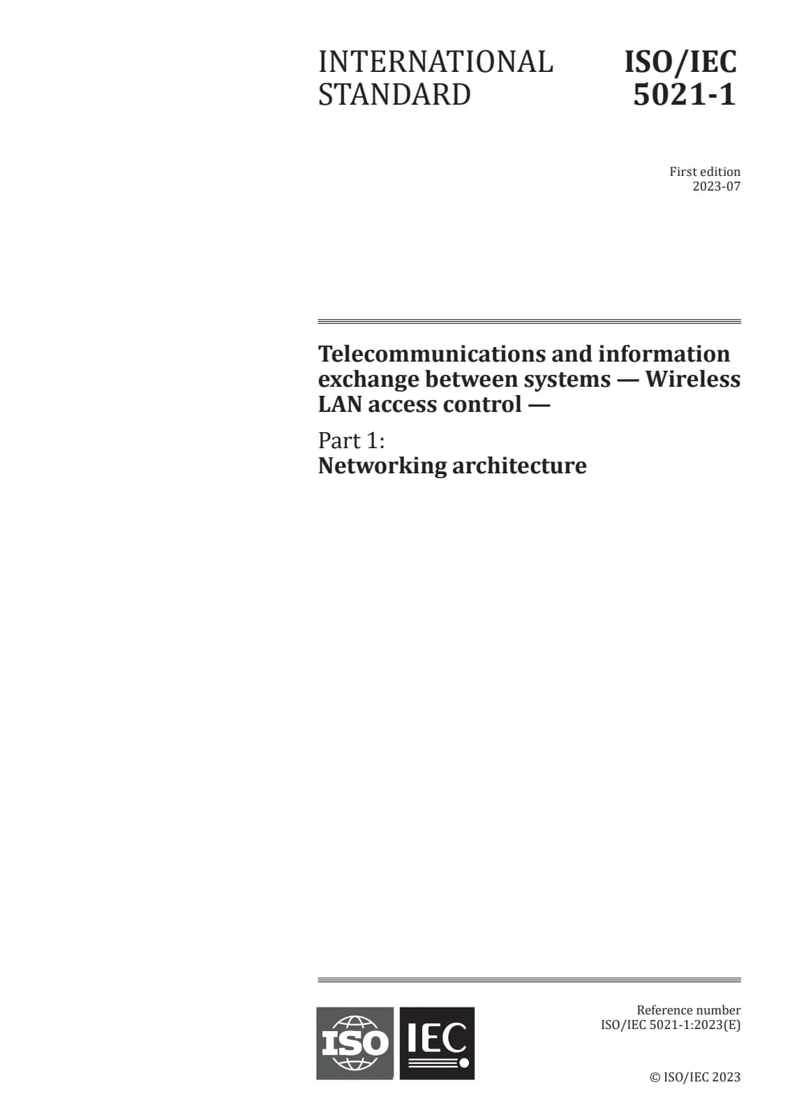 Первая страница стандарта ISO/IEC 5021-1:2023