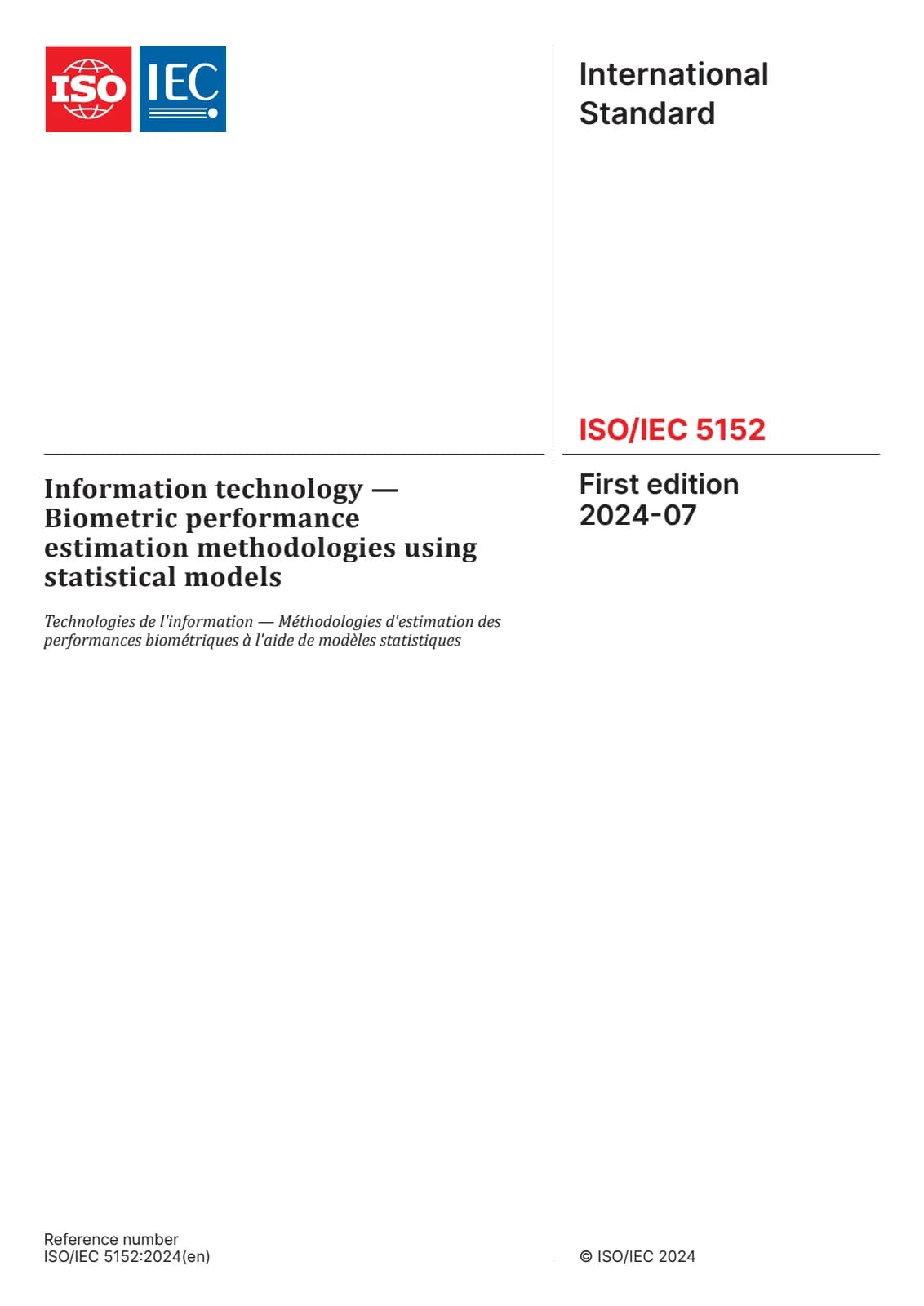 Первая страница стандарта ISO/IEC 5152:2024