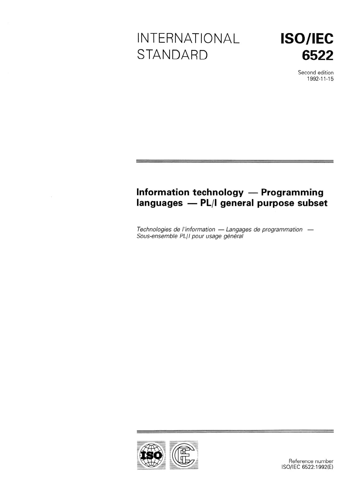 Первая страница стандарта ISO/IEC 6522:1992