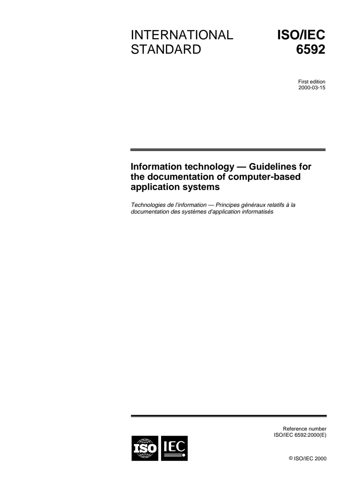Первая страница стандарта ISO/IEC 6592:2000