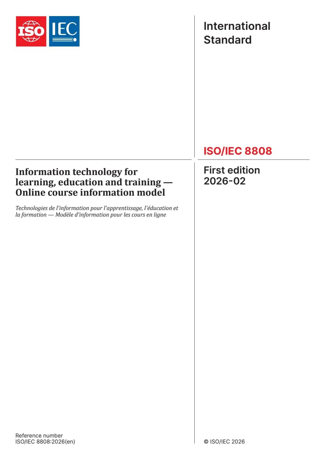 Первая страница стандарта ISO/IEC 8808:2026
