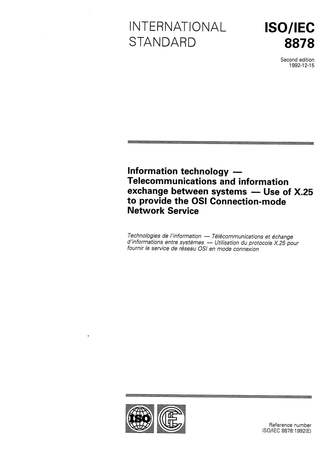 Первая страница стандарта ISO/IEC 8878:1992