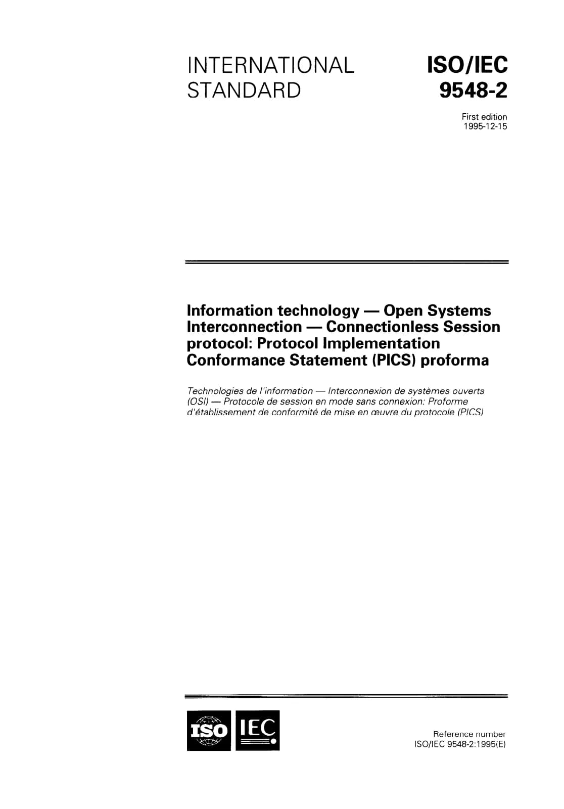 Первая страница стандарта ISO/IEC 9548-2:1995