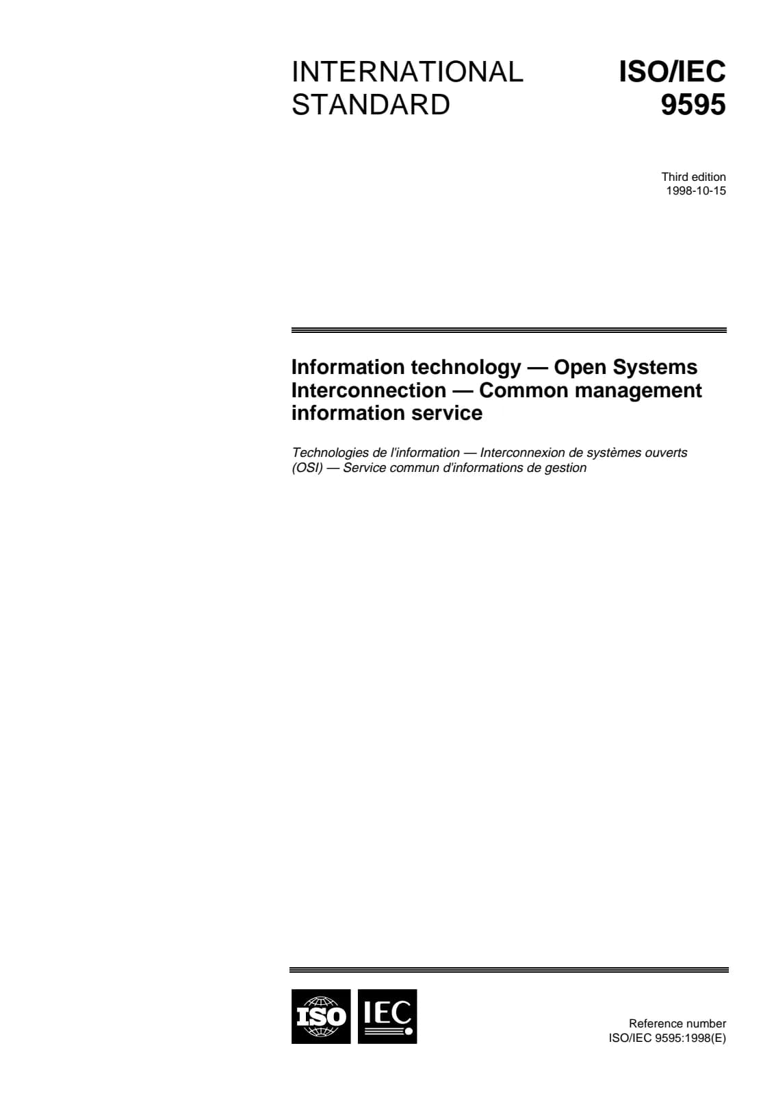 Первая страница стандарта ISO/IEC 9595:1998