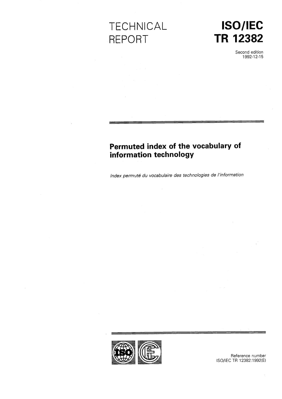Первая страница стандарта ISO/IEC TR 12382:1992