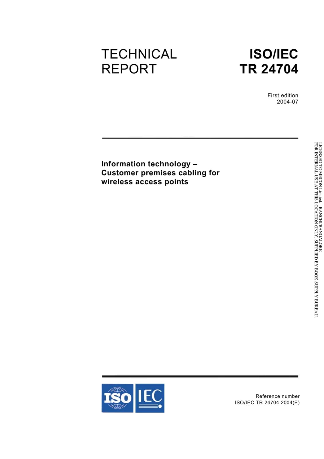 Первая страница стандарта ISO/IEC TR 24704:2004