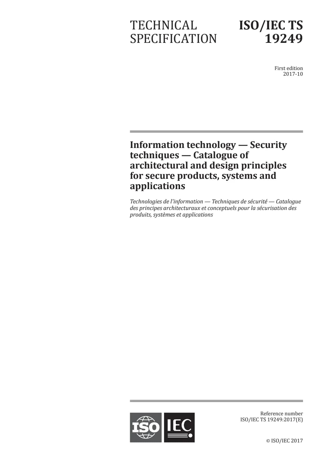 Первая страница стандарта ISO/IEC TS 19249:2017