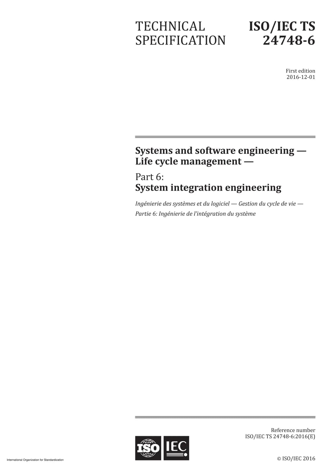 Первая страница стандарта ISO/IEC TS 24748-6:2016