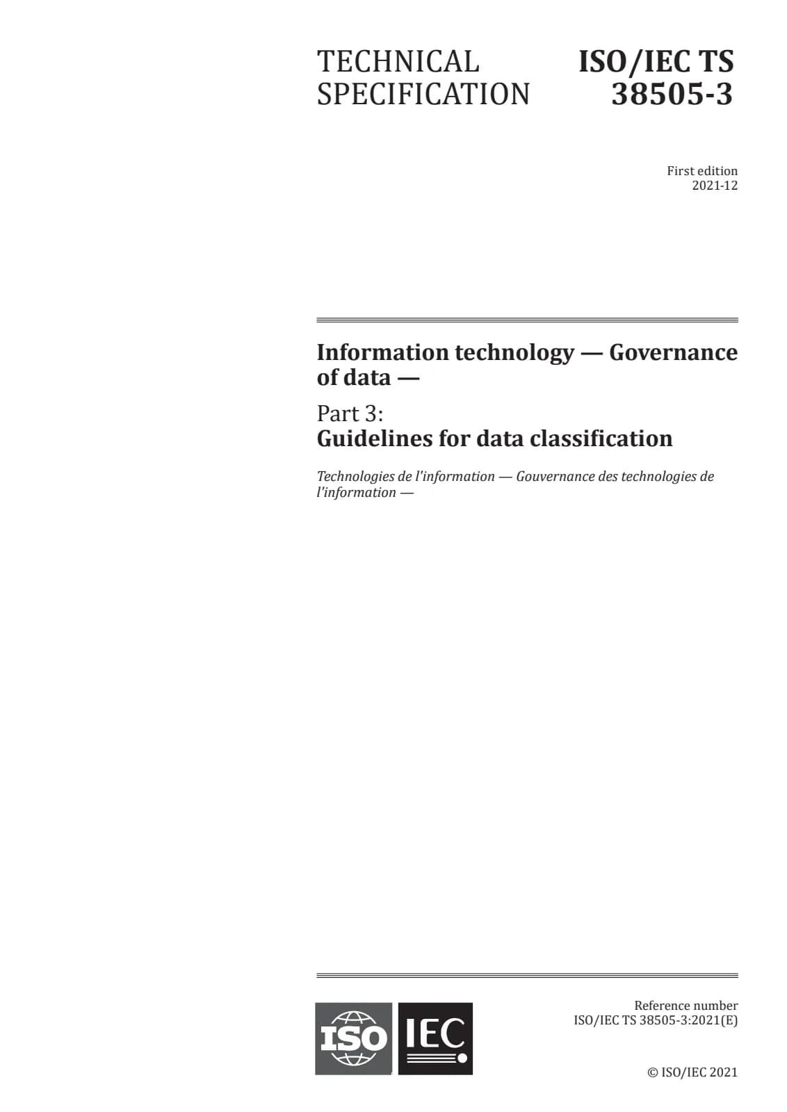 Первая страница стандарта ISO/IEC TS 38505-3:2021