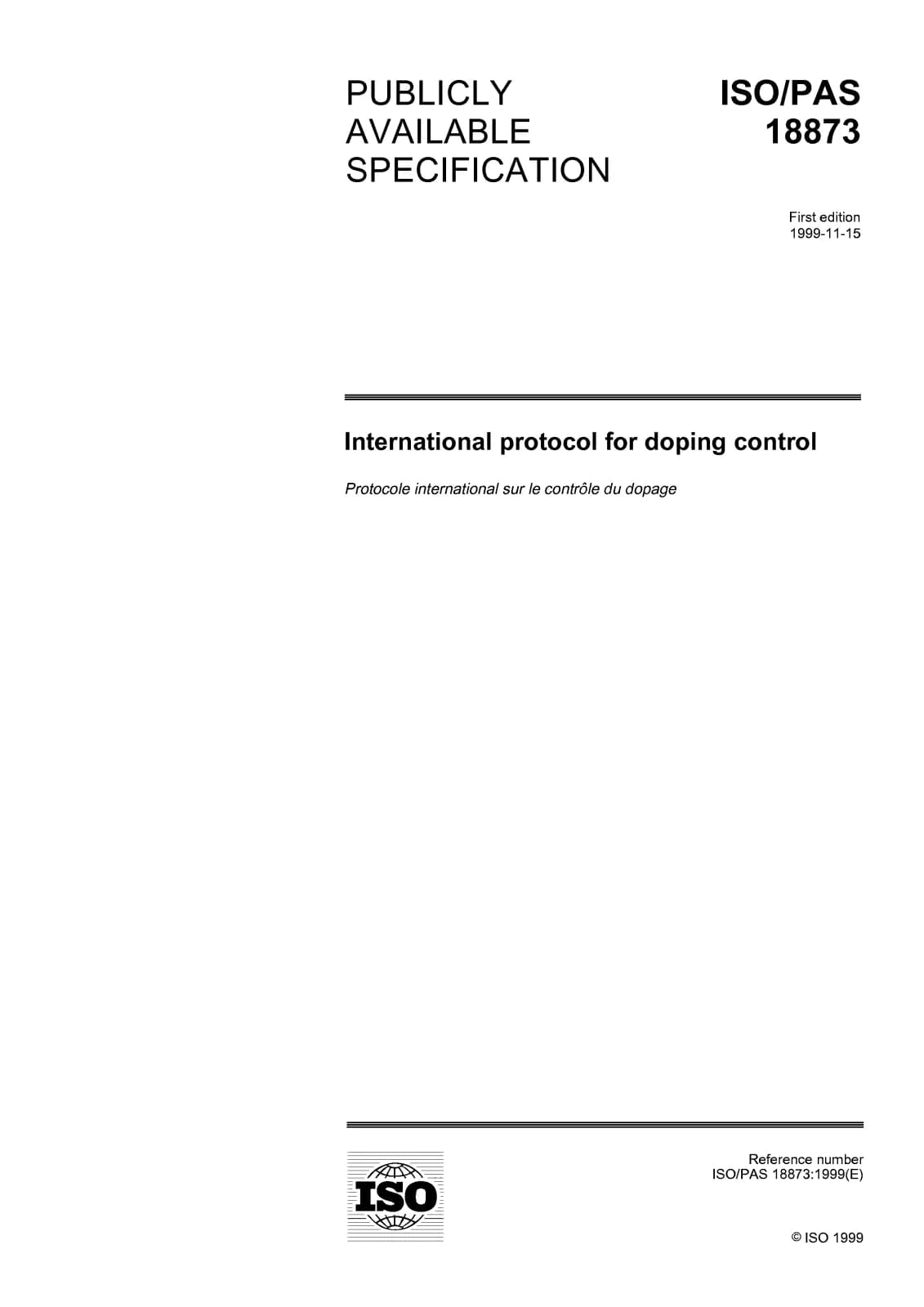 Первая страница стандарта ISO/PAS 18873:1999