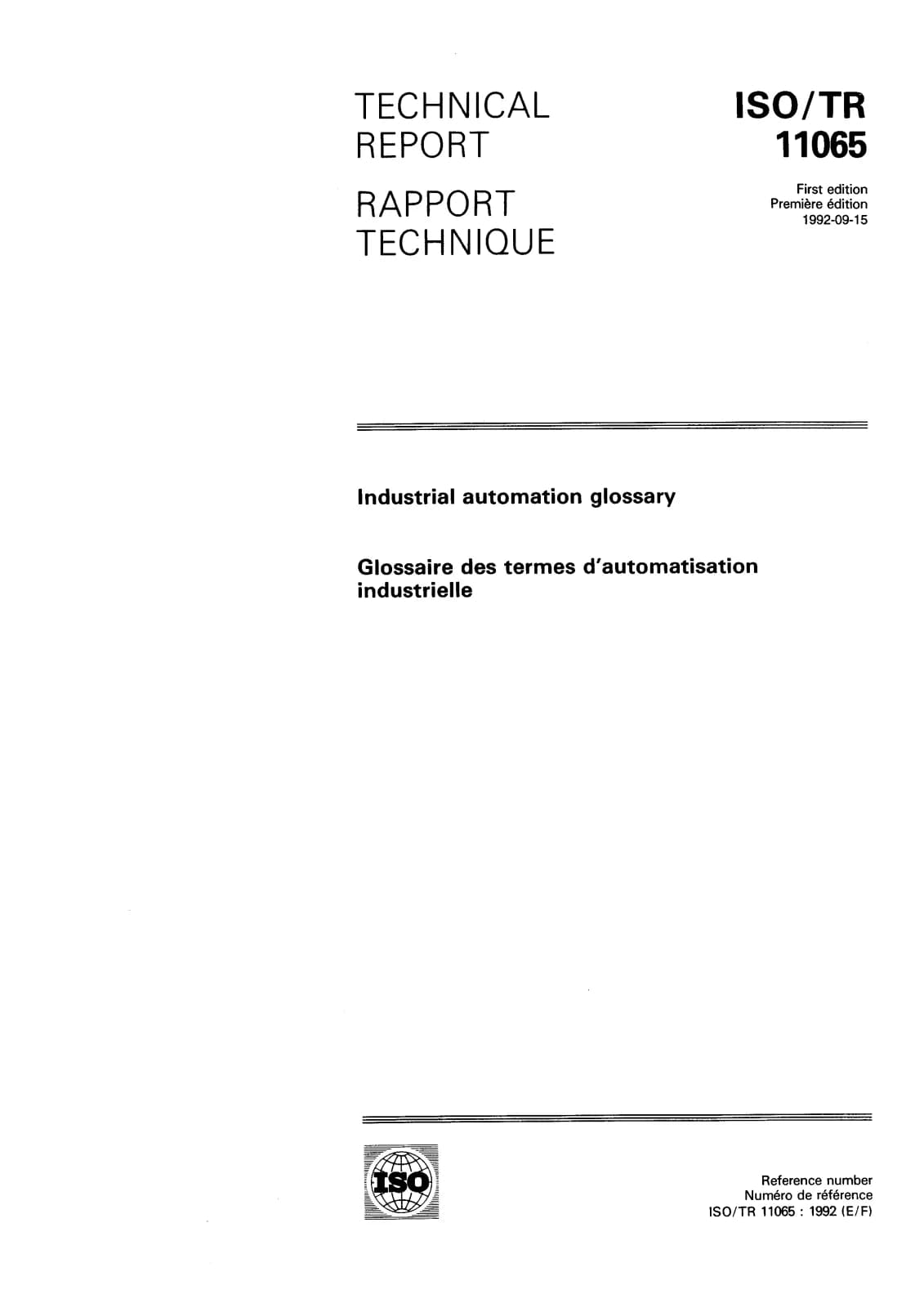 Первая страница стандарта ISO/TR 11065:1992