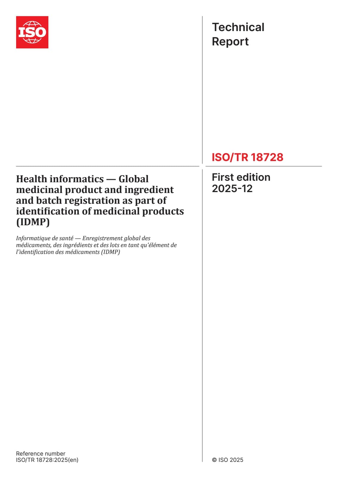 Первая страница стандарта ISO/TR 18728:2025