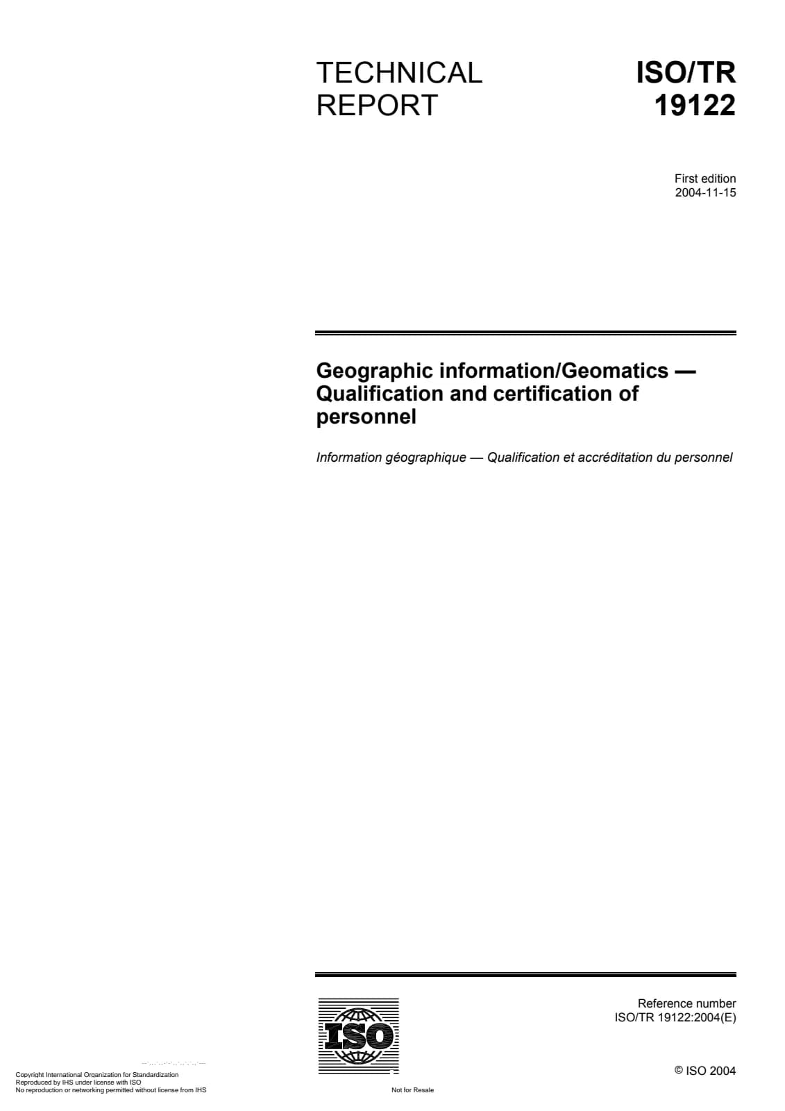 Первая страница стандарта ISO/TR 19122:2004