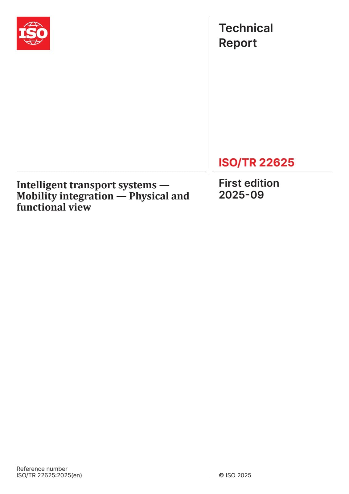 Первая страница стандарта ISO/TR 22625:2025