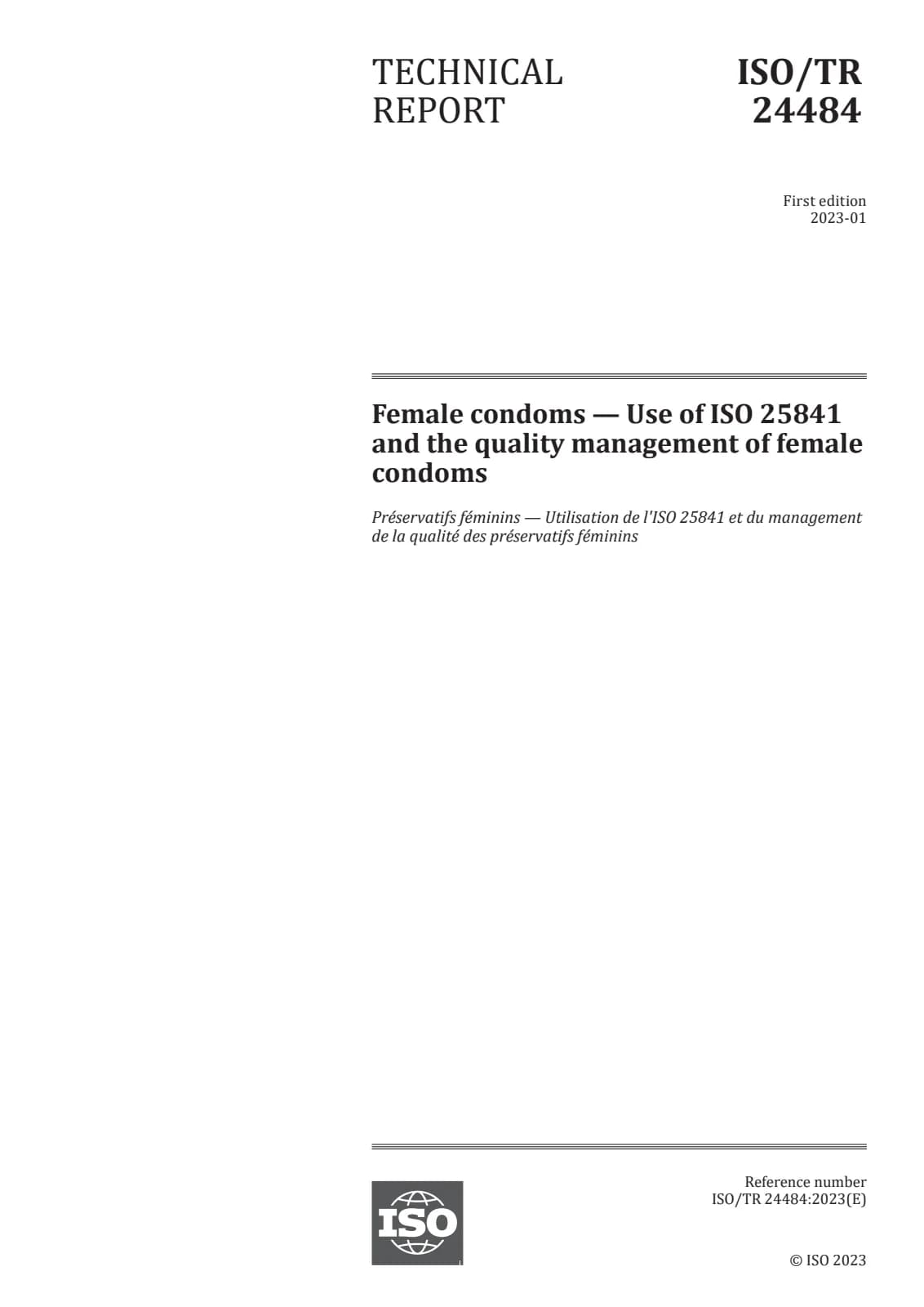 Первая страница стандарта ISO/TR 24484:2023