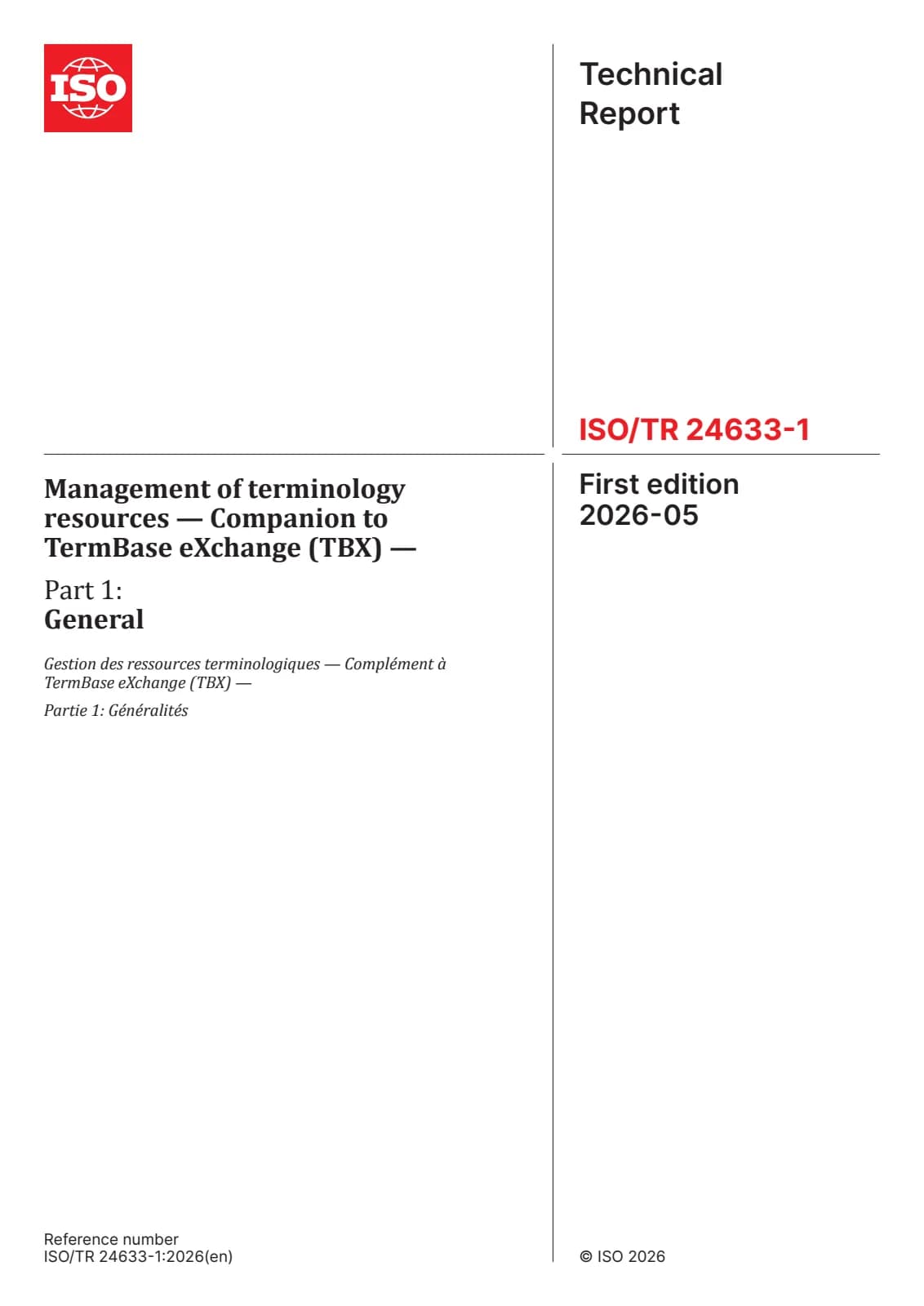 Первая страница стандарта ISO/TR 24633-1:2026